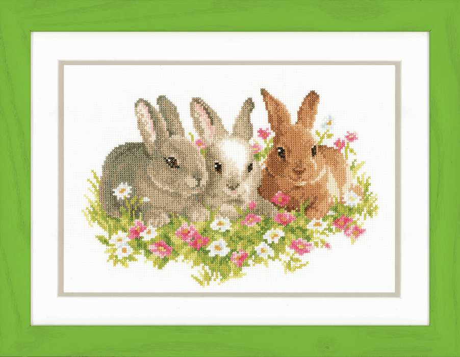 Counted Cross Stitch Kit: Three Rabbits