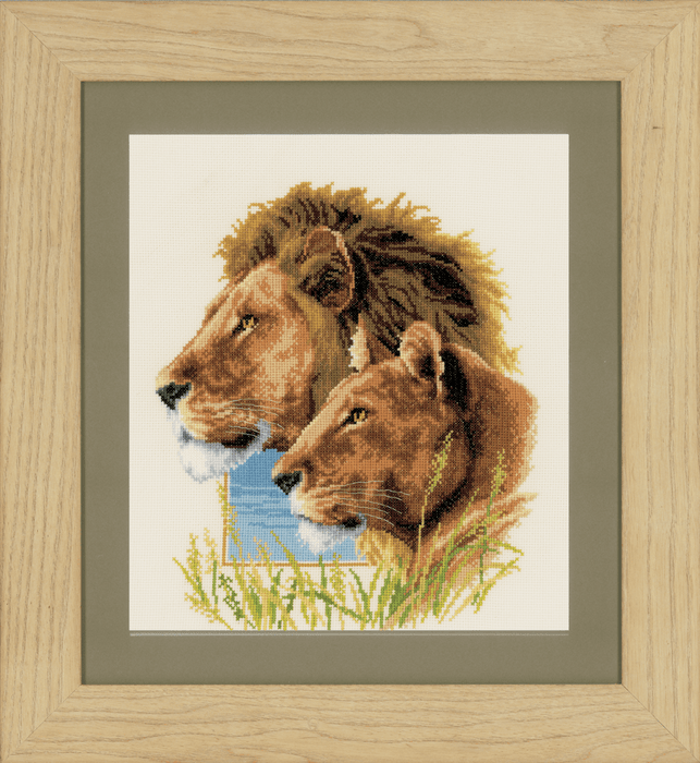Counted Cross Stitch Kit: Lion Duo
