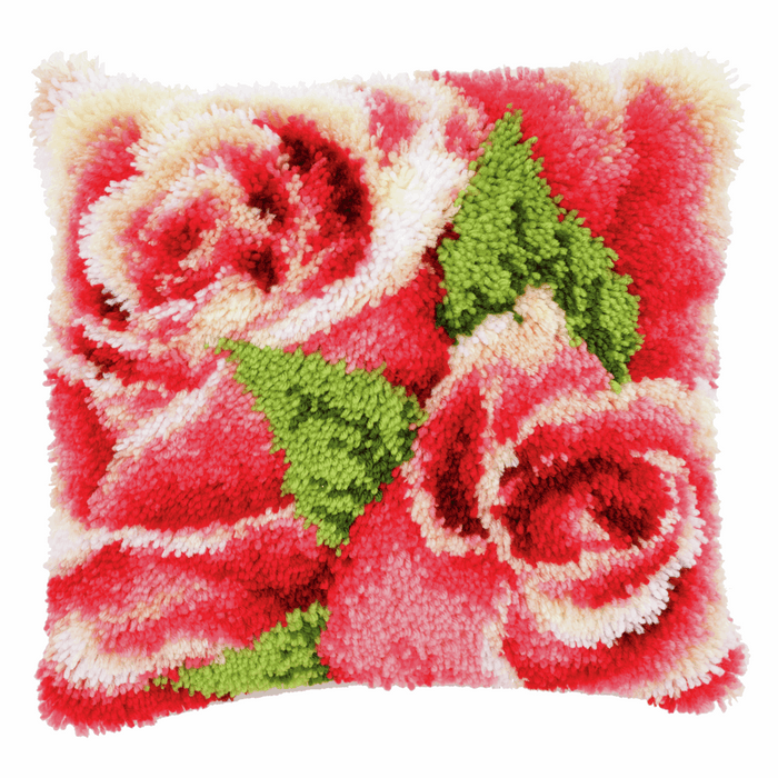Latch Hook Kit: Cushion: Pink Roses