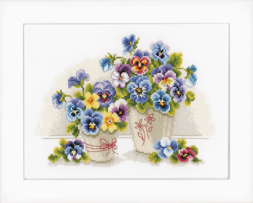 Counted Cross Stitch Kit: Pretty Pansies