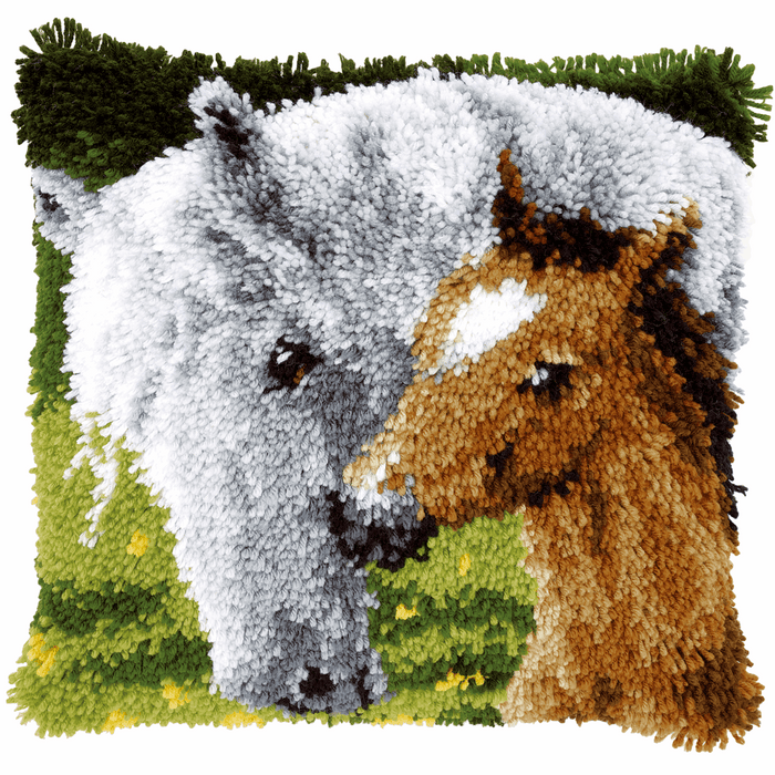 Latch Hook Kit: Cushion: Horse & Foal