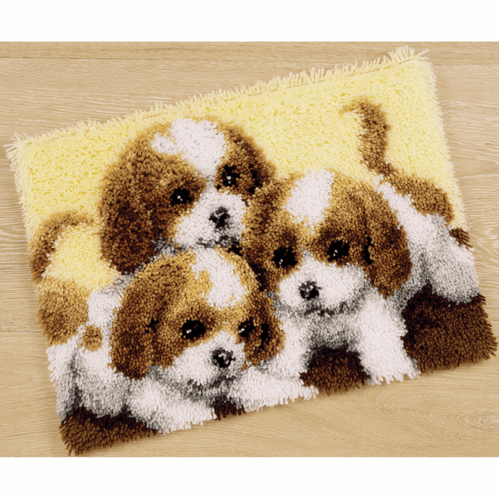 Latch Hook Kit: Rug: Three Puppies