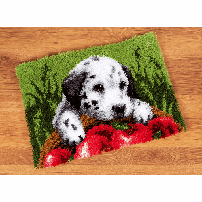 Latch Hook Kit: Rug: Dalmatian with Apples