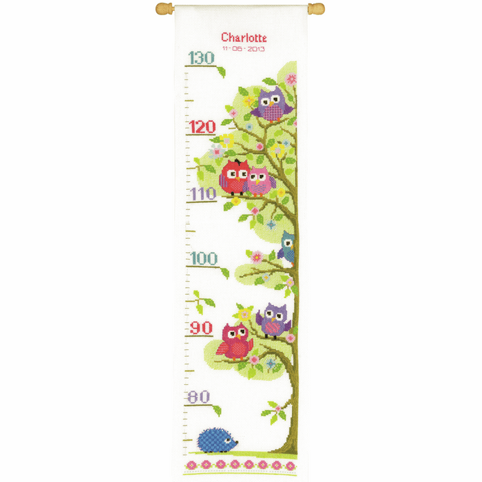 Counted Cross Stitch Kit: Height Chart: Owls