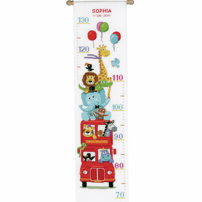 Counted Cross Stitch Kit: Height Chart: Funny Bus