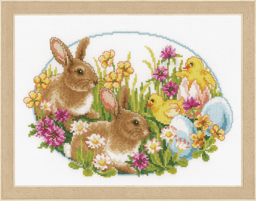 Counted Cross Stitch Kit: Rabbits and Chicks