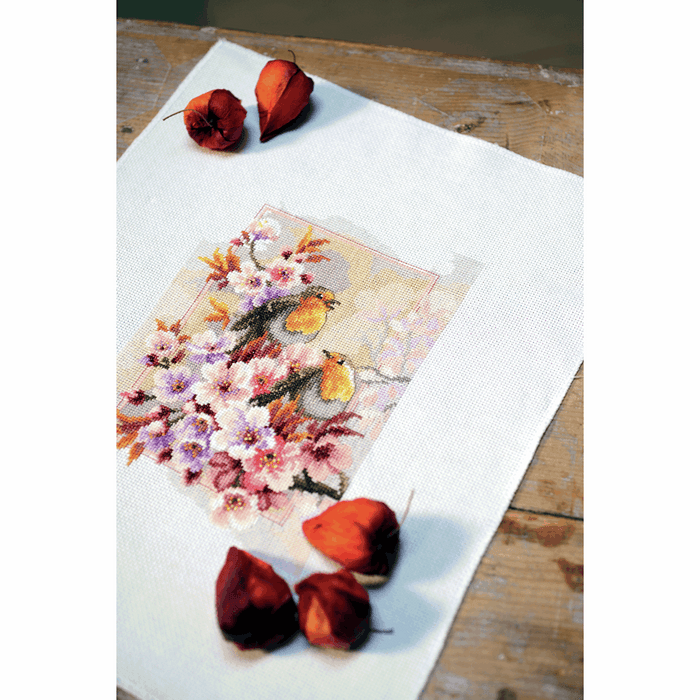 Counted Cross Stitch Kit: Chirping Robins