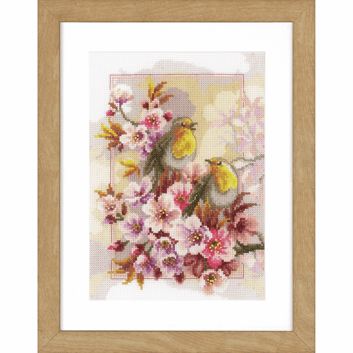 Counted Cross Stitch Kit: Chirping Robins