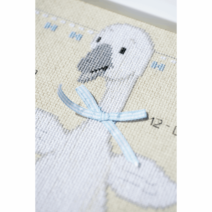 Counted Cross Stitch Kit: Birth Record: Goose with Bow