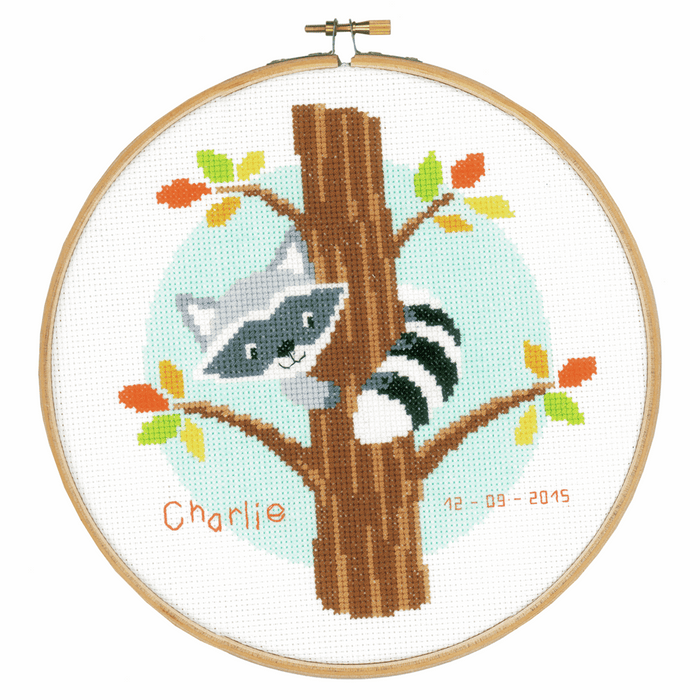 Counted Cross Stitch Kit: Raccoon in Tree