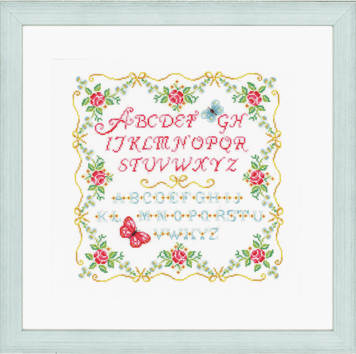 Counted Cross Stitch Kit: Alphabet and Roses