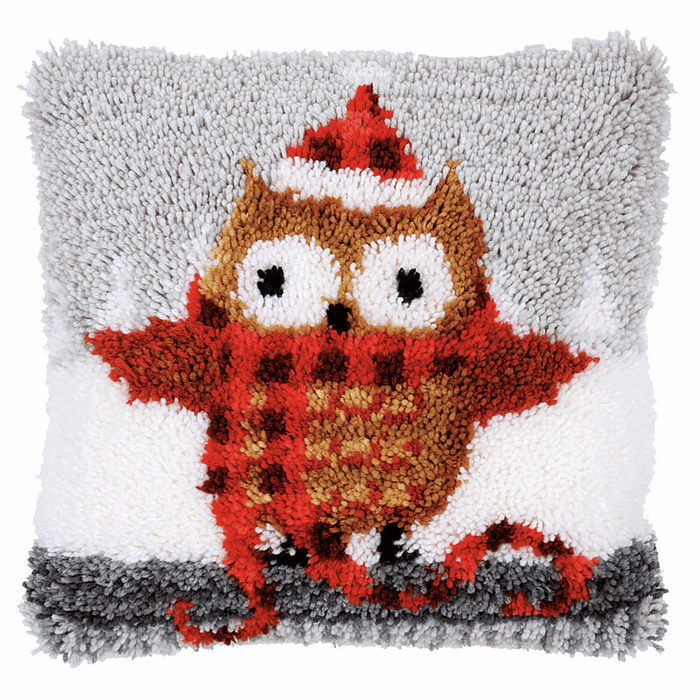 Latch Hook Kit: Cushion: Christmas Owl