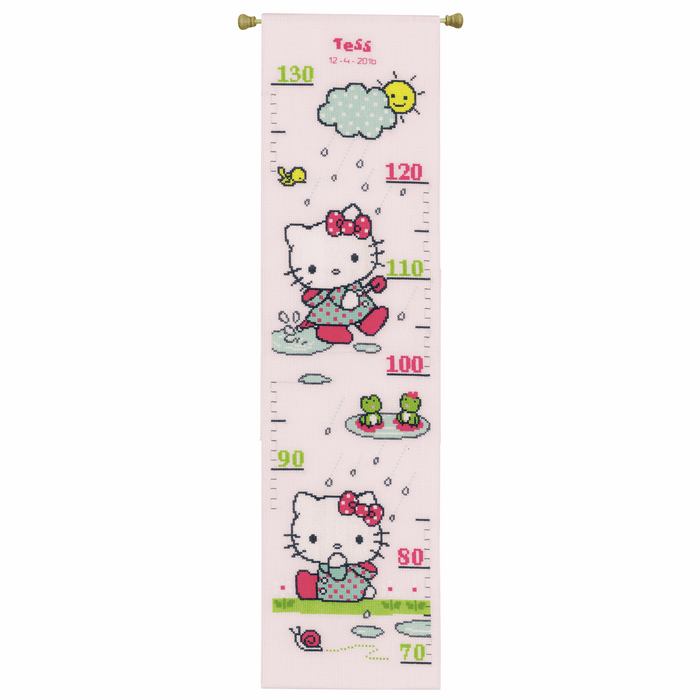 Counted Cross Stitch Height Chart: Hello Kitty: Rainy days