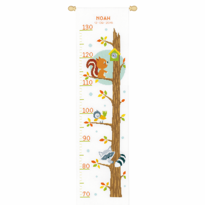 Counted Cross Stitch: Kit: Height Chart: Animals in Tree