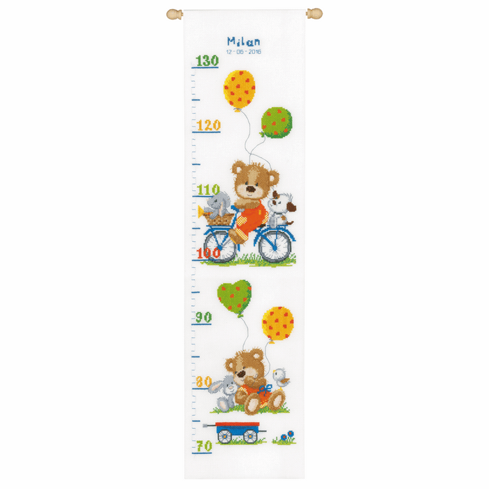 Counted Cross Stitch Kit: Height Chart: Playful Bear
