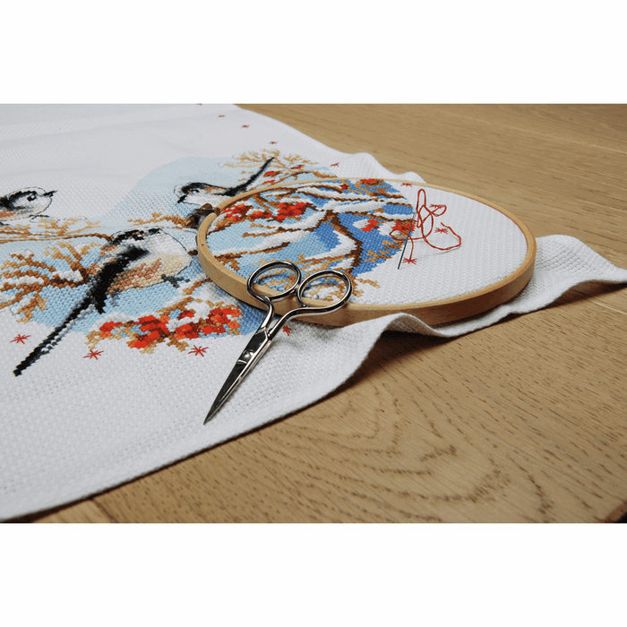 Counted Cross Stitch Kit: Runner: Long-Tailed Tits & Red Berries
