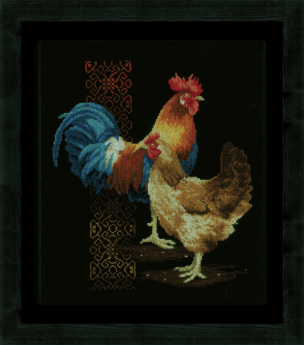 Counted Cross Stitch Kit: Chicken & Rooster