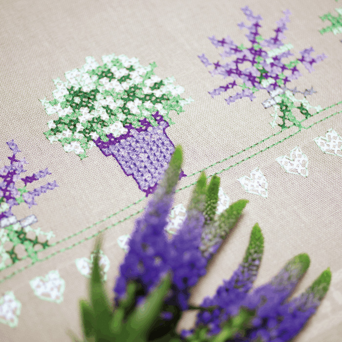 Counted Cross Stitch Kit: Tablecloth: Lavender