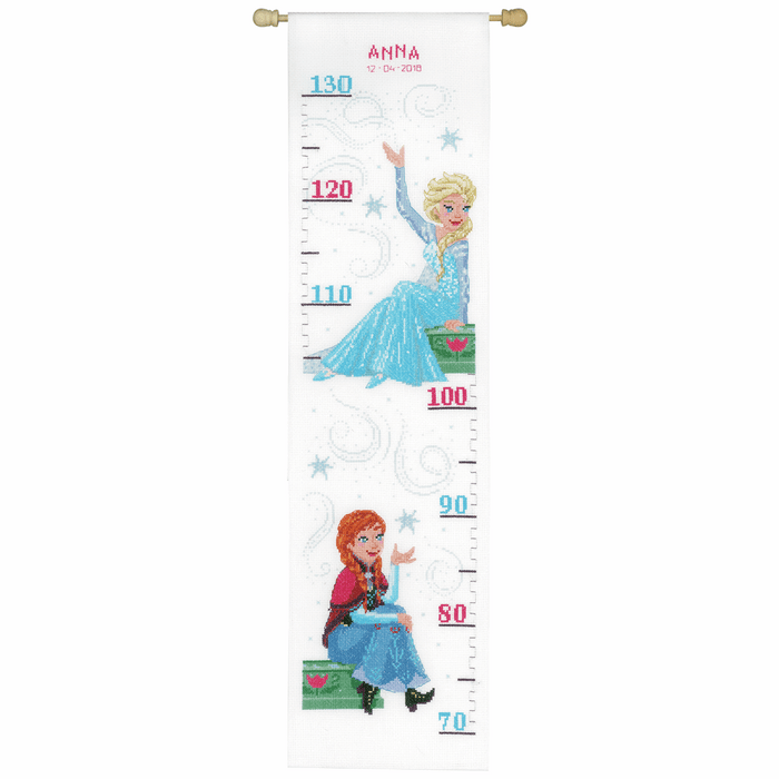 Counted Cross Stitch Kit: Height Chart: Disney: Frozen - Sisters Forever