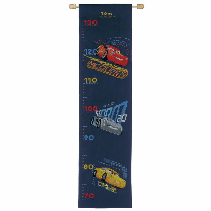 Counted Cross Stitch Kit: Height Chart: Disney: Cars - Screeching Tyres