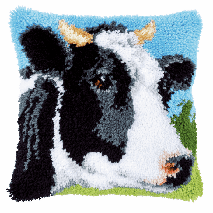 Latch Hook Kit: Cushion: Cow