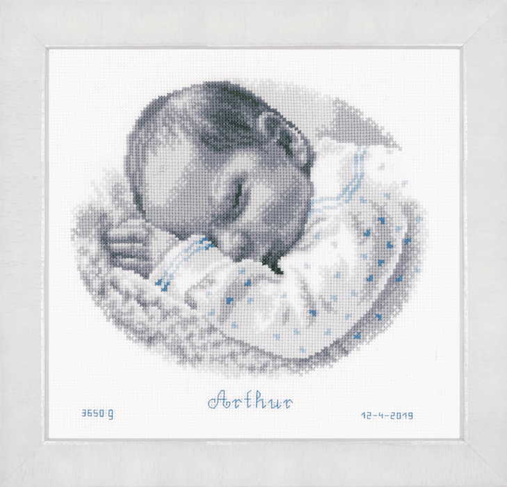 Counted Cross Stitch Kit: Birth Record: Sleeping Baby