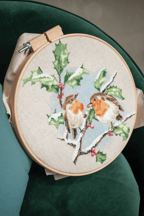 Counted Cross Stitch Kit: Winter Robins