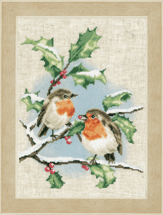 Counted Cross Stitch Kit: Winter Robins