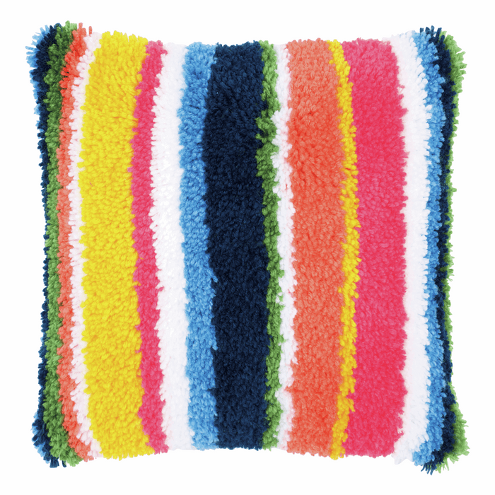 Latch Hook Kit: Cushion: Bright: Stripes