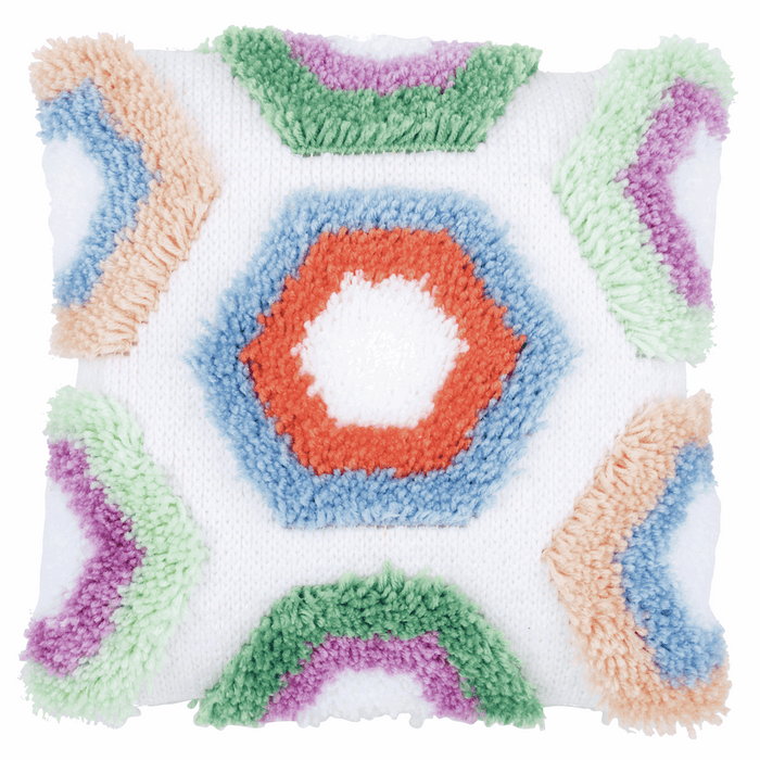 Latch Hook & Chain Stitch Kit: Cushion: Palm Springs: Hexagons