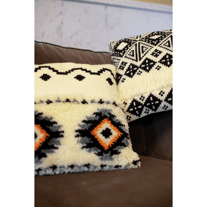 Latch Hook & Chain Stitch Kit: Cushion: Ethnic Print