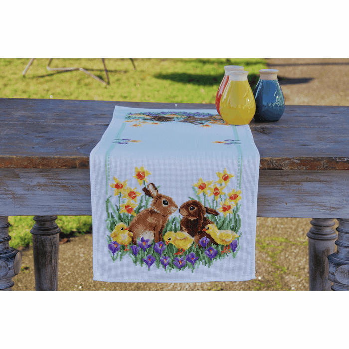Counted Cross Stitch Kit: Runner: Rabbits with Chicks