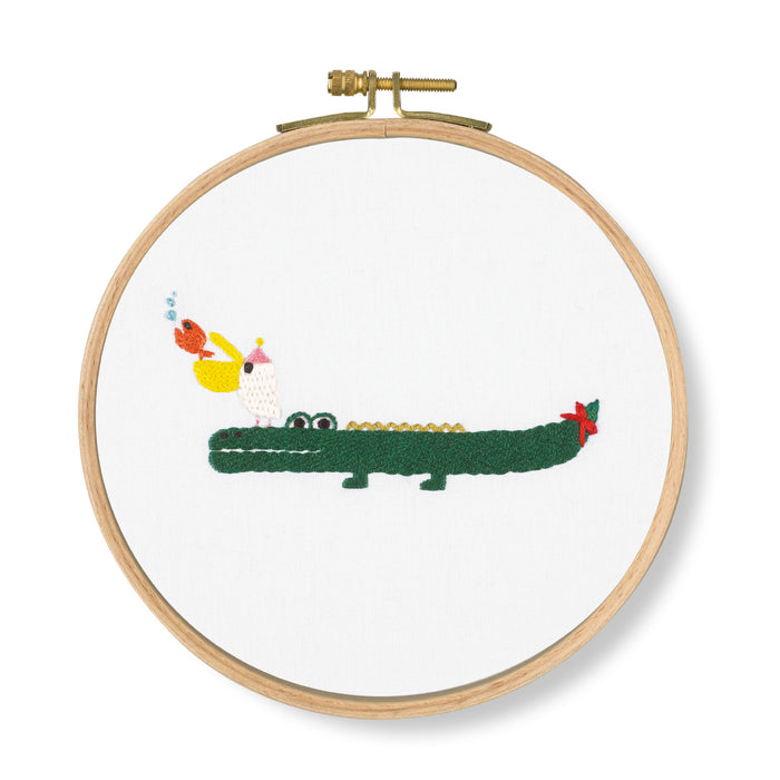 Printed Embroidery Kit - Crocodile